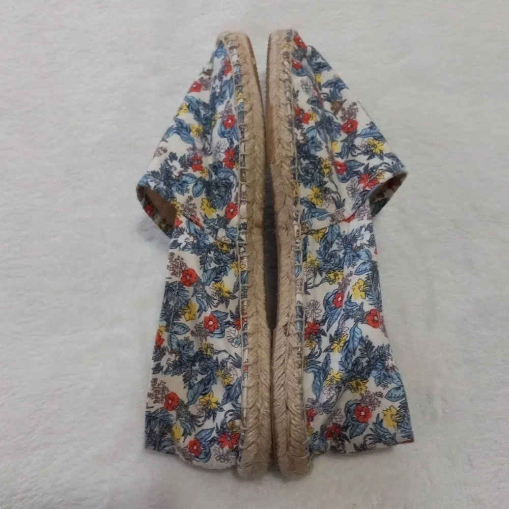 Soludos Floral Espadrille Flats Size 10.5 Canvas Jute Slip On Shoes